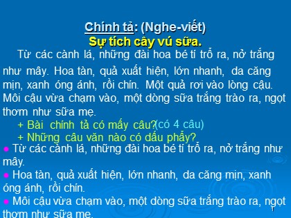 Bài giảng Chính tả 2 - Nghe-viết: Sự tích cây vú sữa