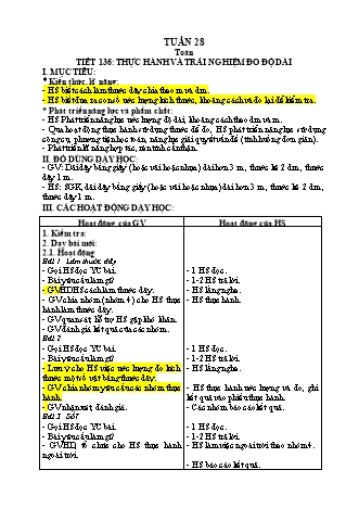 Giáo án Toán học 2 (Kết nối tri thức) - Tuần 28