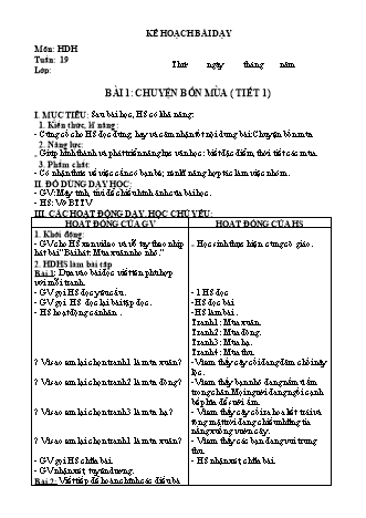 Kế hoạch bài dạy buổi 2 môn Tiếng Việt 2 (Kết nối tri thức) - Tuần 19