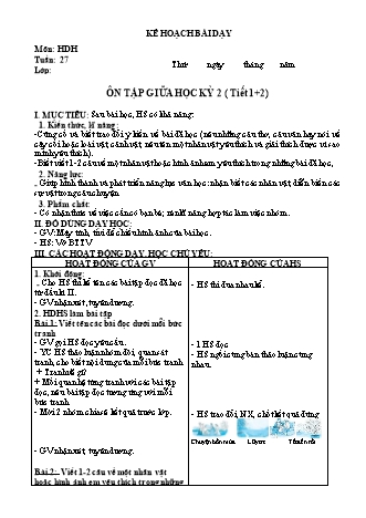 Kế hoạch bài dạy buổi 2 môn Tiếng Việt 2 (Kết nối tri thức) - Tuần 27