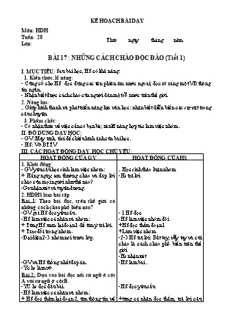 Kế hoạch bài dạy buổi 2 môn Tiếng Việt 2 (Kết nối tri thức) - Tuần 28