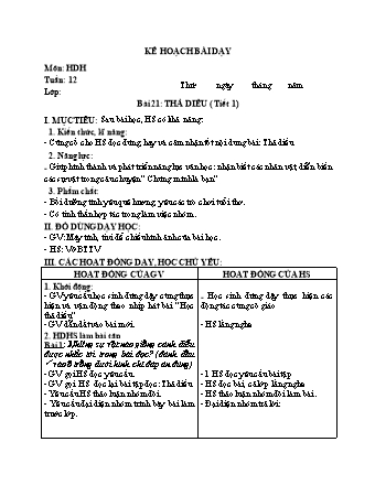 Kế hoạch bài dạy buổi 2 môn Tiếng Việt 2 (Kết nối tri thức) - Tuần 12