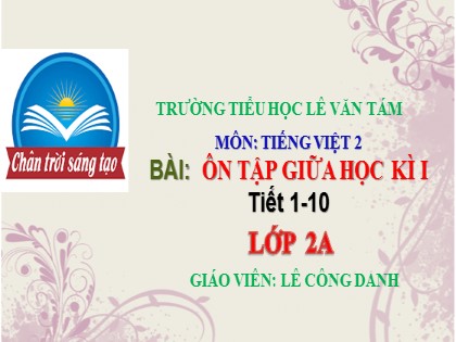 Bài giảng Tiếng Việt 2 (Kết nối tri thức với cuộc sống) - Bài: Ôn tập giữa học kì I (Tiết 1-10) - Lê Công Danh