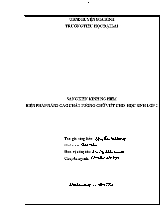 Sáng kiến kinh nghiệm Một số biện pháp nâng cao chất lượng chữ viết cho học sinh Lớp 2