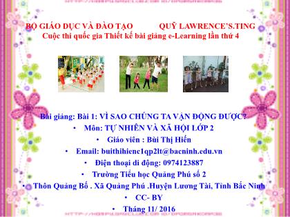 Bài giảng Tự nhiên và xã hội 2 - Bài 1: Cơ quan vận động - Bùi Thị Hiến