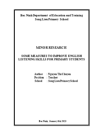 Sáng kiến kinh nghiệm Some measures to improve English listening skills for primary students