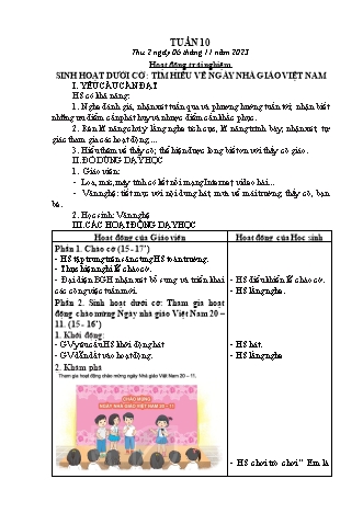Kế hoạch bài dạy các môn Lớp 2 - Tuần 10 (Thứ 2, 3, 4) - Năm học 2023-2024 - Trần Thị Việt Hà