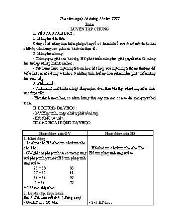 Kế hoạch bài dạy các môn Lớp 2 - Tuần 11 (Thứ 5, 6) - Năm học 2023-2024 - Trần Thị Việt Hà