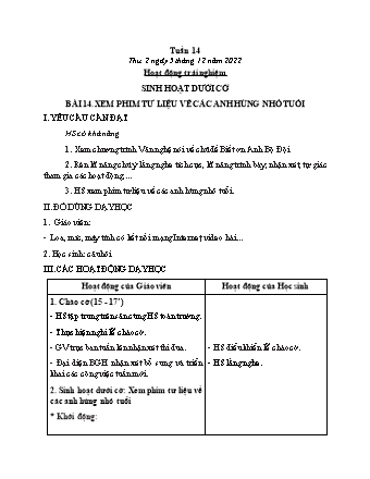 Kế hoạch bài dạy các môn Lớp 2 - Tuần 14 (Thứ 2, 3, 4) - Năm học 2022-2023 - Trần Thị Khánh Huyền