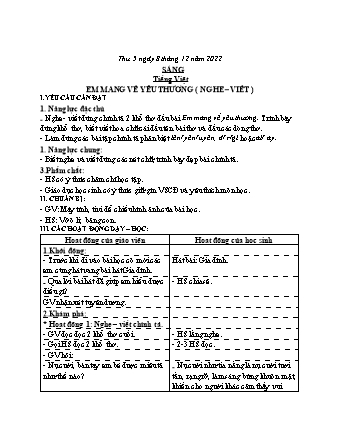 Kế hoạch bài dạy các môn Lớp 2 - Tuần 14 (Thứ 5, 6) - Năm học 2022-2023 - Trần Thị Khánh Huyền