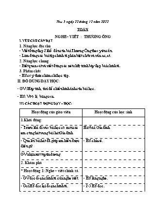 Kế hoạch bài dạy các môn Lớp 2 - Tuần 16 (Thứ 5, 6) - Năm học 2022-2023 - Trần Thị Khánh Huyền