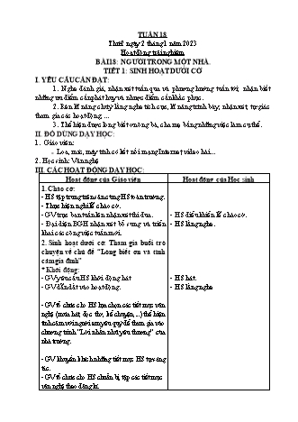 Kế hoạch bài dạy các môn Lớp 2 - Tuần 18 (Thứ 2, 3, 4) - Năm học 2022-2023 - Trần Thị Khánh Huyền