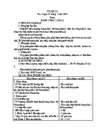 Kế hoạch bài dạy các môn Lớp 2 - Tuần 21 (Thứ 5, 6) - Năm học 2023-2024 - Lê Thị Huyền Nữ
