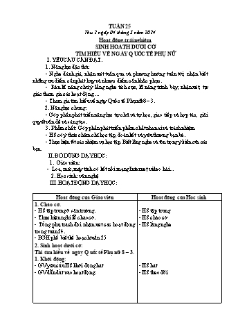 Kế hoạch bài dạy các môn Lớp 2 - Tuần 25 (Thứ 2, 3, 4) - Năm học 2023-2024 - Trần Thị Việt Hà