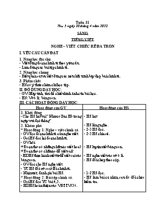 Kế hoạch bài dạy các môn Lớp 2 - Tuần 31 (Thứ 5, 6) - Năm học 2022-2023 - Trần Thị Khánh Huyền