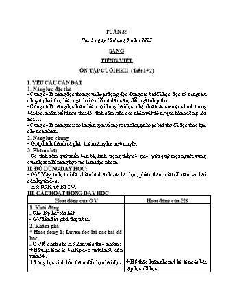 Kế hoạch bài dạy các môn Lớp 2 - Tuần 35 (Thứ 5, 6) - Năm học 2022-2023 - Đinh Thị Thanh Hà