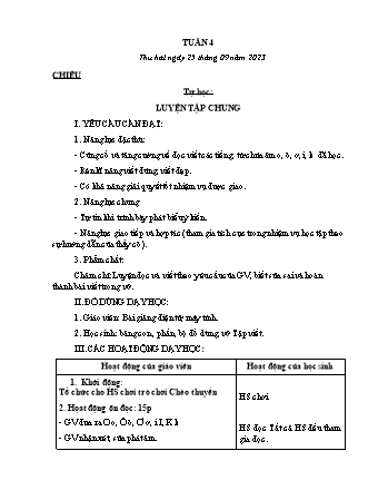 Kế hoạch bài dạy các môn Lớp 2 - Tuần 4 - Năm học 2023-2024 - Phan Trà Giang