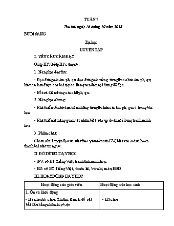 Kế hoạch bài dạy các môn Lớp 2 - Tuần 7 - Năm học 2023-2024 - Phan Trà Giang