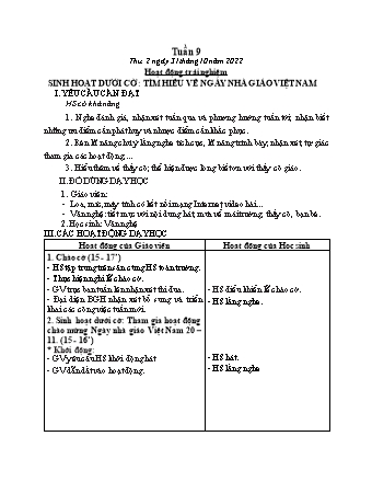 Kế hoạch bài dạy các môn Lớp 2 - Tuần 9 (Thứ 2, 3, 4) - Năm học 2022-2023 - Đinh Thị Thanh Hà