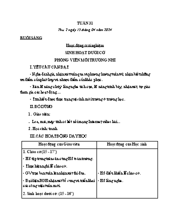 Kế hoạch bài dạy các môn Lớp 3 - Tuần 31 - Năm học 2023-2024 - Phan Trà Giang