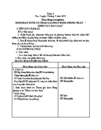 Kế hoạch bài dạy Khối Lớp 2 - Tuần 3 (Thứ 2, 3, 4) - Năm học 2022-2023 - Đinh Thị Thanh Hà