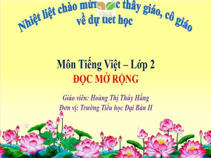 Bài giảng Tiếng Việt 2 (Kết nối tri thức) - Bài (Đọc mở rộng): Chuyện một khu vườn nhỏ - Hoàng Thị Thúy Hằng