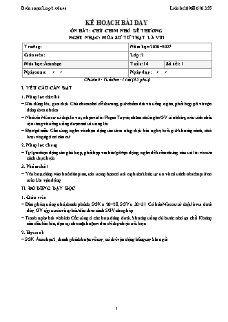Giáo án Âm nhạc lớp 2 năm học 2026-2027 - Tuần 14 - Ôn hát. Chú chim nhỏ dễ thương nghe nhạc. Múa sư tử thật là vui (Tích hợp năng lực số và AI)