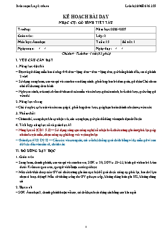 Giáo án Âm nhạc lớp 2 năm học 2026-2027 - Tuần 15 - Nhạc cụ. Gõ hình tiết tấu (Tích hợp năng lực số và AI)