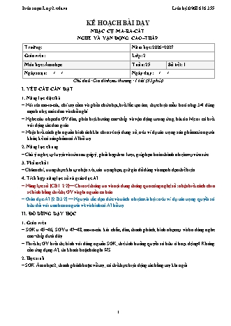 Giáo án Âm nhạc lớp 2 năm học 2026-2027 - Tuần 25 - Nhạc cụ ma. Ra. Cát nghe và vận động cao. Thấp (Tích hợp năng lực số và AI)