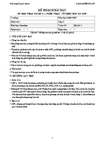 Giáo án Âm nhạc lớp 2 năm học 2026-2027 - Tuần 29 - Ôn đọc nhạc bài số 4. Nghe nhạc. Vũ khúc đàn gà con (Tích hợp năng lực số và AI)