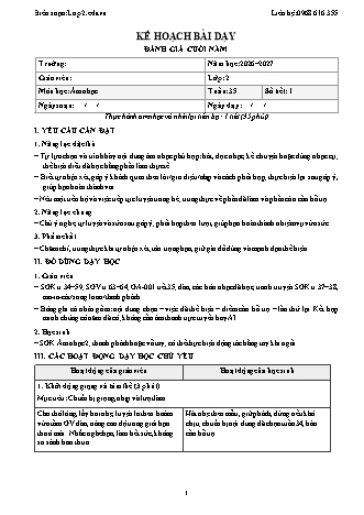 Giáo án Âm nhạc lớp 2 năm học 2026-2027 - Tuần 35 - Đánh giá cuối năm (Tích hợp năng lực số và AI)