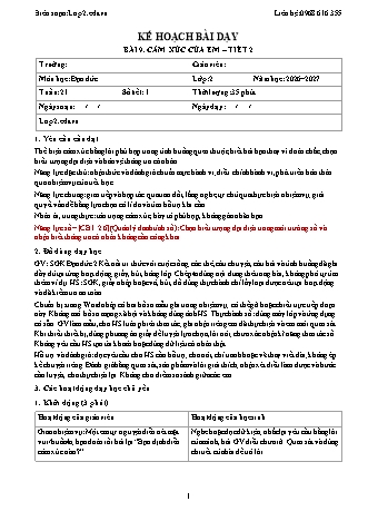 Giáo án Đạo đức lớp 2 năm học 2026-2027 - Tuần 21 - Bài 9. Cảm xúc của em (Tiết 2) - (Tích hợp năng lực số và AI)