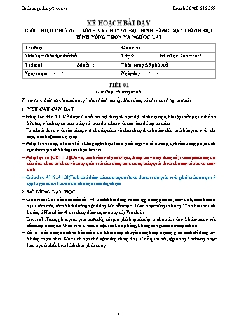 Giáo án GDTC lớp 2 năm học 2026-2027 - Tuần 1 (Tích hợp năng lực số và AI)