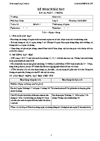 Giáo án Toán lớp 2 năm học 2026-2027 - Tuần 16 (Tích hợp năng lực số và AI)