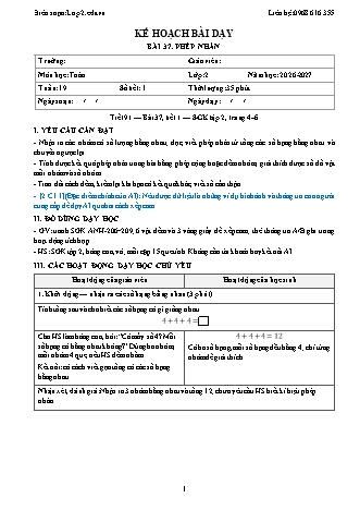 Giáo án Toán lớp 2 năm học 2026-2027 - Tuần 19 (Tích hợp năng lực số và AI)