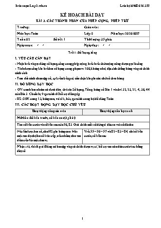 Giáo án Toán lớp 2 năm học 2026-2027 - Tuần 2 (Tích hợp năng lực số và AI)