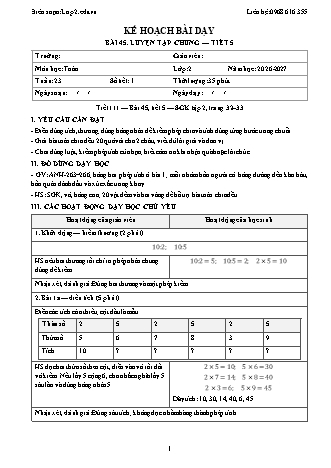 Giáo án Toán lớp 2 năm học 2026-2027 - Tuần 23 (Tích hợp năng lực số và AI)