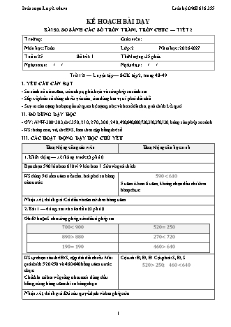 Giáo án Toán lớp 2 năm học 2026-2027 - Tuần 25 (Tích hợp năng lực số và AI)