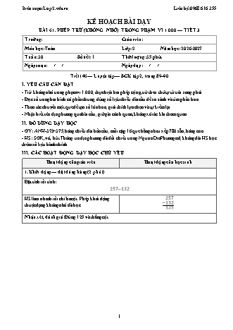 Giáo án Toán lớp 2 năm học 2026-2027 - Tuần 30 (Tích hợp năng lực số và AI)